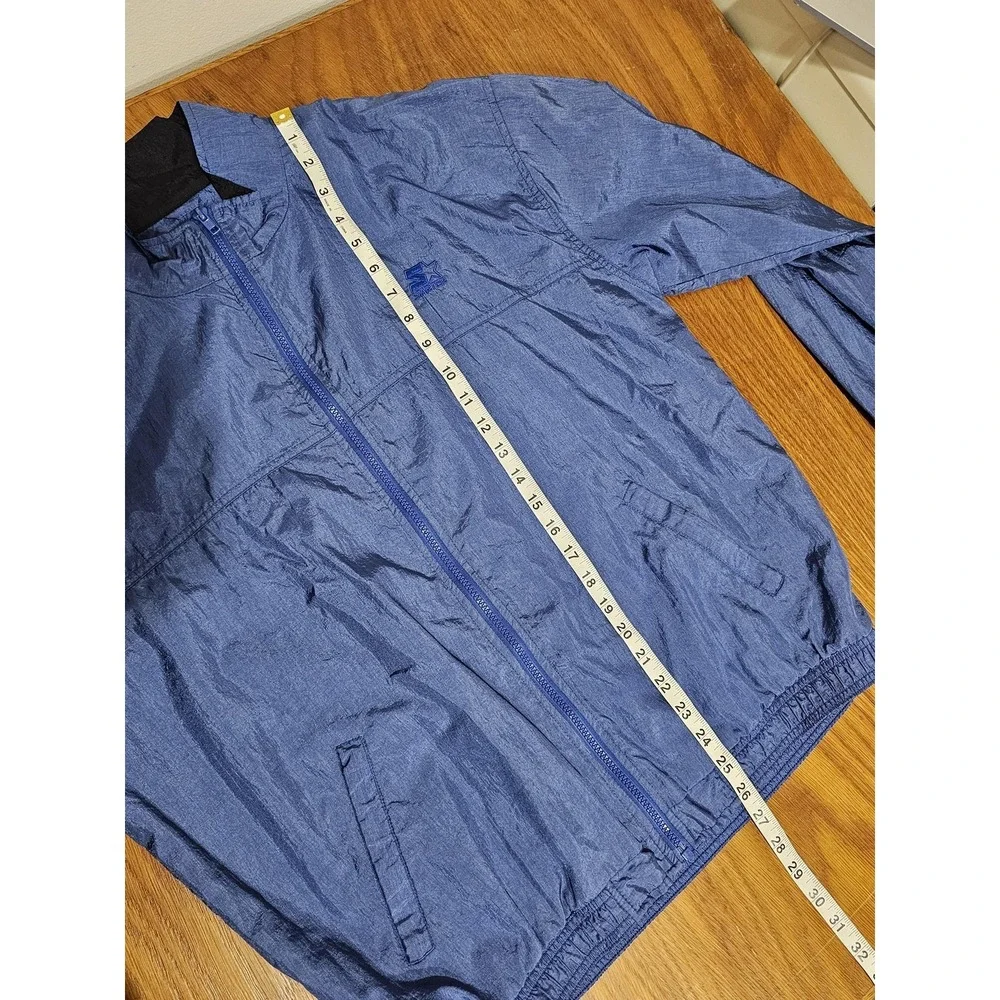 Starter‎ Jacket Mens Medium Blue Lightweight Nylon Lined Full Zip Windbreaker